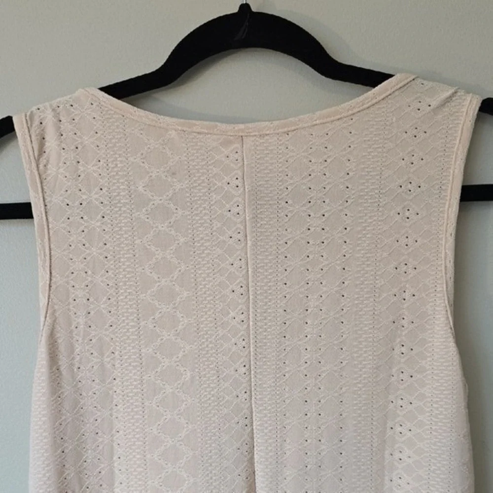 Rumia Womens Pointelle Knit Sleeveless Shift Dress Blush Pink Keyhole Neck Small
